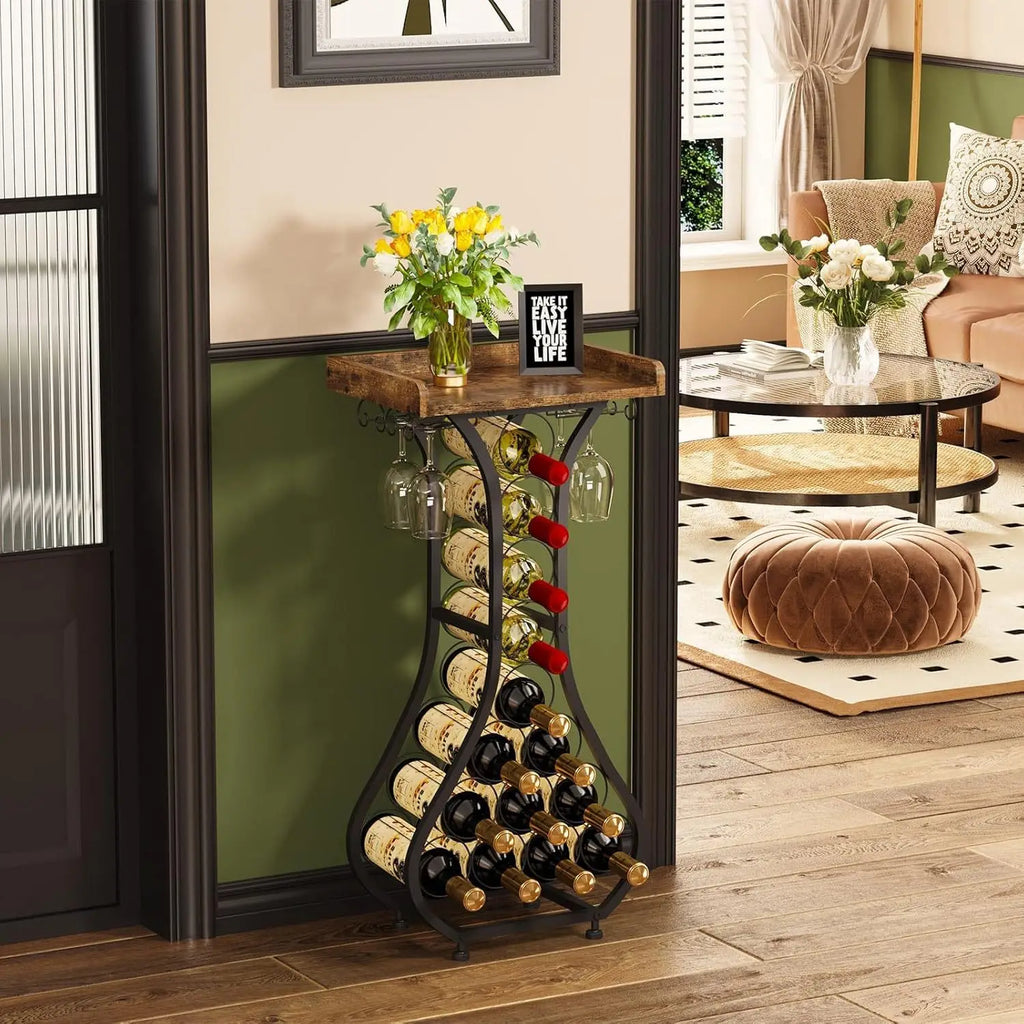 Meuble Bar à Vin avec Porte-Bouteilles & Porte-Verres – L’Élégant