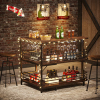 Bar d’Angle avec Comptoir, Rangements & Porte-Verres