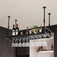 Étagère de Bar Suspendue avec Porte-Bouteilles & Porte-Verres