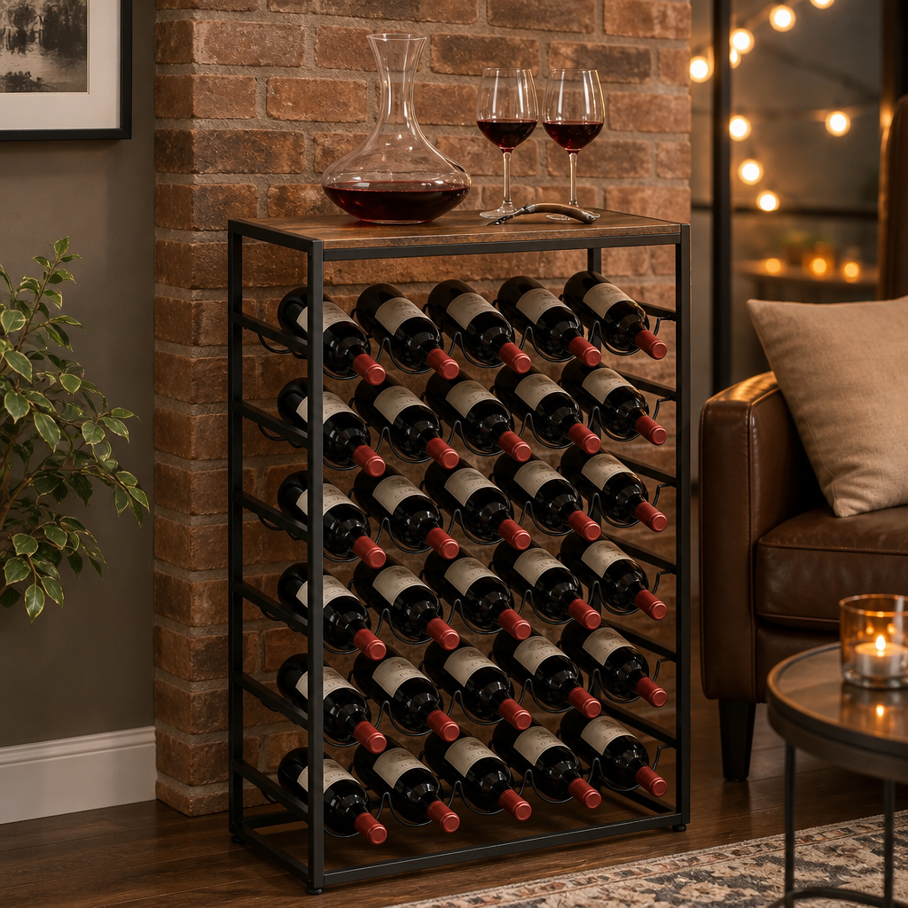 Casier à Vin 30 Bouteilles en Bois & Métal – Le Casier Industriel