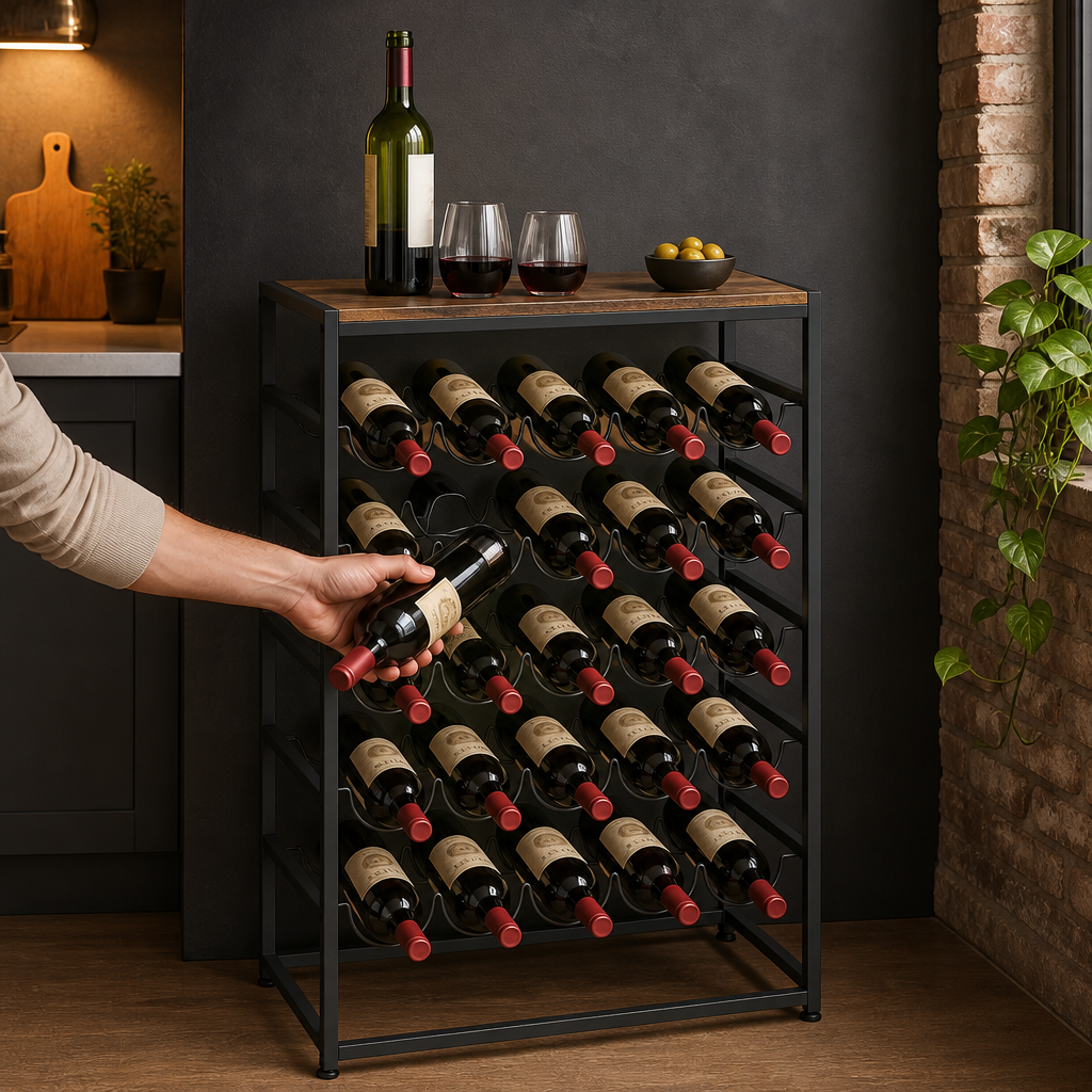 Casier à Vin 30 Bouteilles en Bois & Métal – Le Casier Industriel
