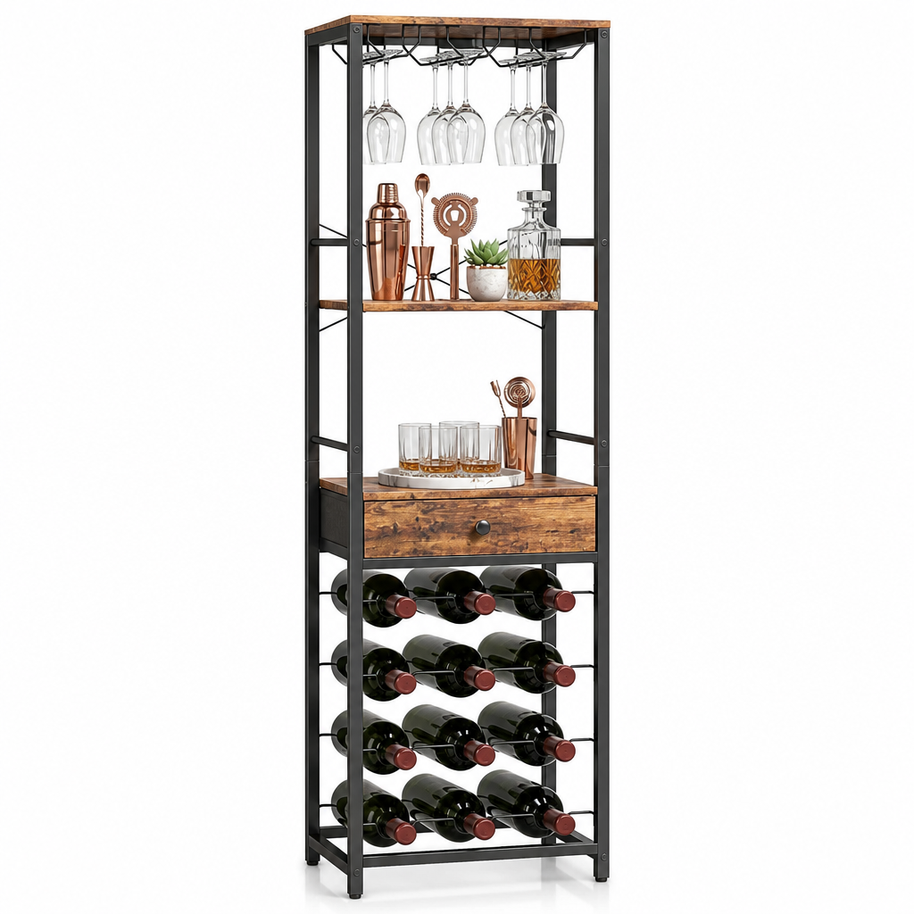 Meuble à Vin Vertical avec Porte-Bouteilles & Porte-Verres – Le Petit Collectionneur