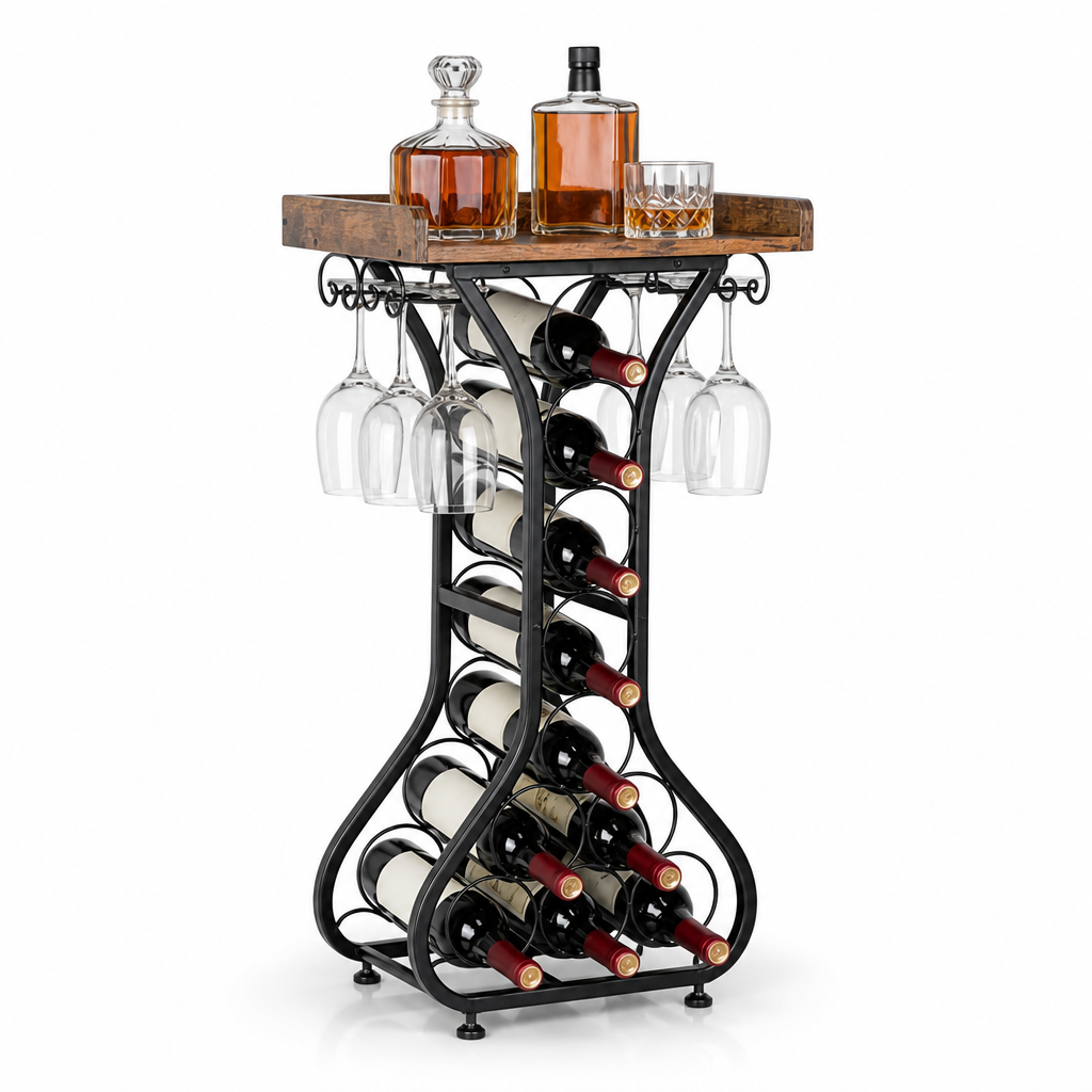 Meuble Bar à Vin avec Porte-Bouteilles & Porte-Verres – L’Élégant