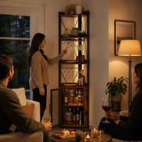 Meuble Bar d’Angle avec Rangements & Porte-Verres – La Colonne