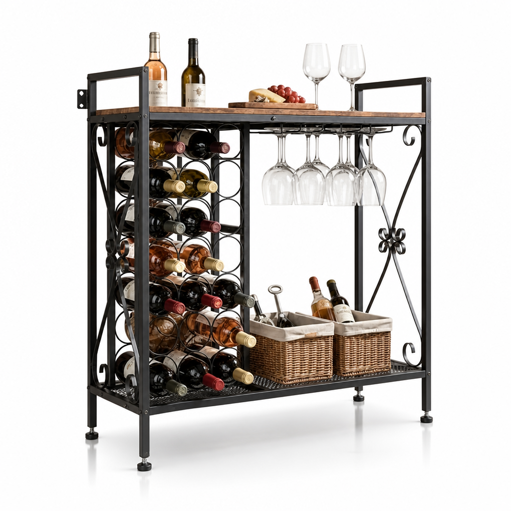 Meuble Bar à Vin 21 Bouteilles avec Porte-Verres – Le 21
