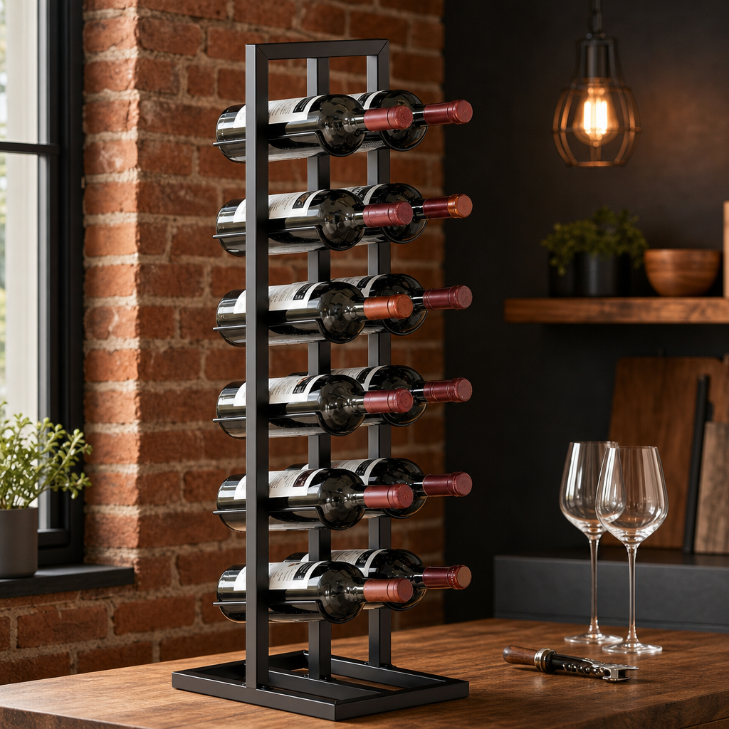 Casier à Vin Vertical 12 Bouteilles en Métal – Le Classique