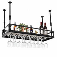 Étagère de Bar Suspendue avec Porte-Bouteilles & Porte-Verres